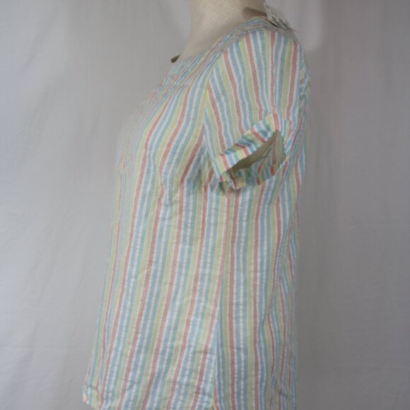 ModCloth 100% Cotton Short Sleeve Top Size M Striped Star Button back detail NEW - Picture 4 of 8
